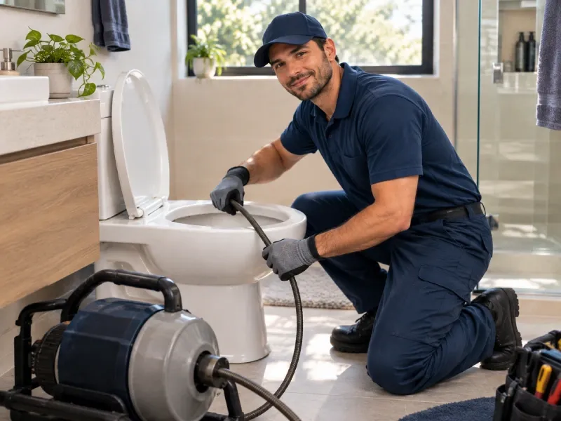 Técnico da Desentupidora Ative atendendo em residência